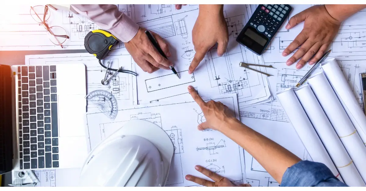 Architects reviewing blueprints for architect pricing in Jaipur