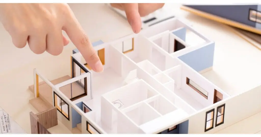 A blueprint or 3D floor plan layout